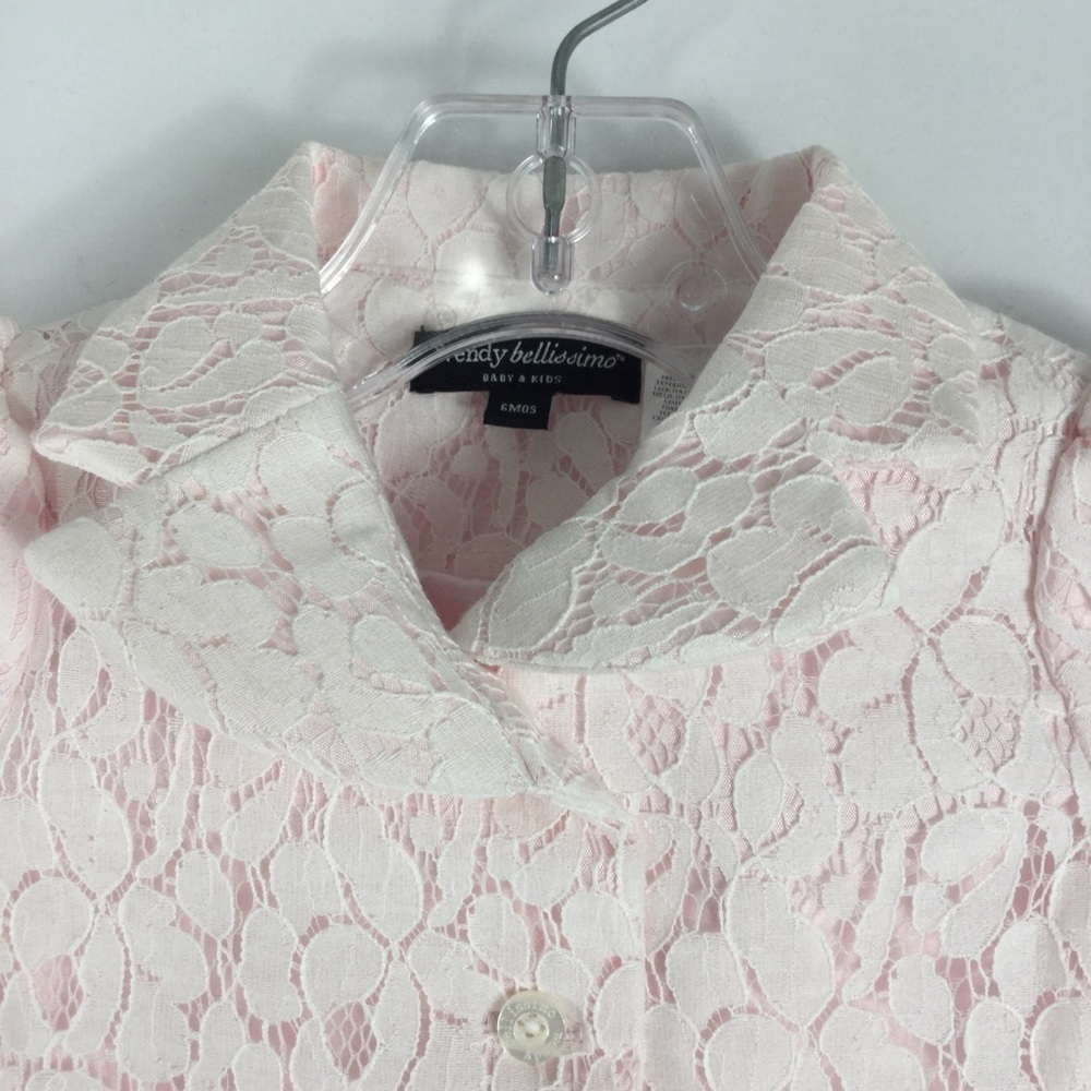Wendy Bellissimo Baby Girls Pink Lace Jacket With Tulle Trim 6 Months - Picture 2 of 10